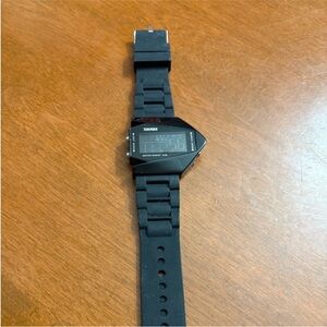 Sleek Black Digital Watch with Rubber Strap